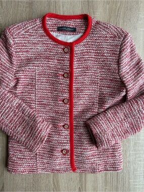 Sandro Ferrone Red Tweed Jacket